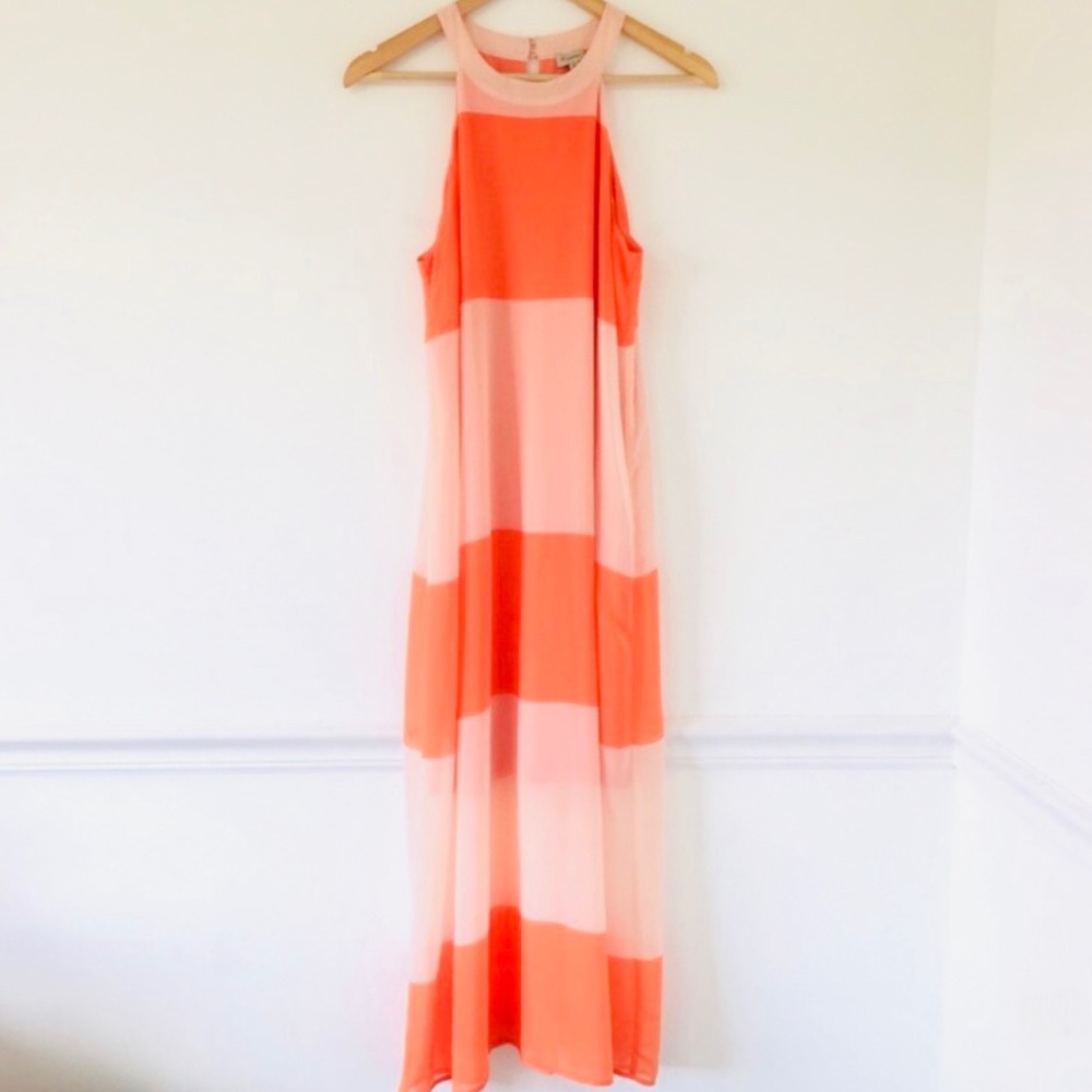 Daniel Cremieux Color Block Orange & White Stripe… - image 1